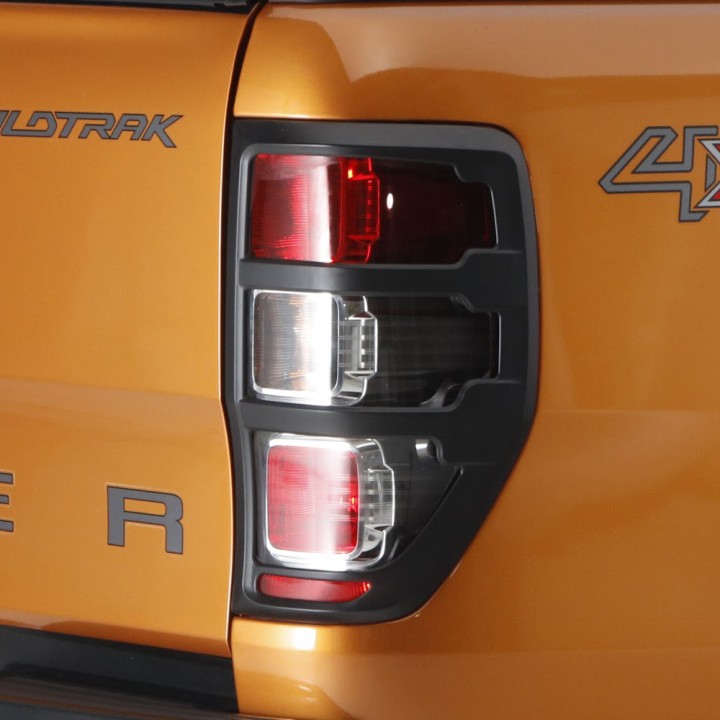Rear Light Covers, Trux, Color Matt Black, Ford Ranger Limited / Stormtrak / Thunder / Wildtrak / Wolftrak / XL / XLT Double Cab / Extra Cab 2012 - 2019 - EDK.ro