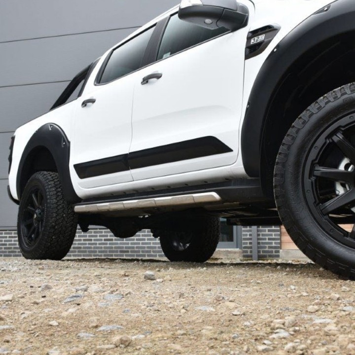 Door Armour, Trux Side Body in, Color Matt Black, Ford Ranger Limited / Stormtrak / Thunder / Wildtrak / Wolftrak / XL / XLT Double Cab 2012 - 2019 - EDK.ro