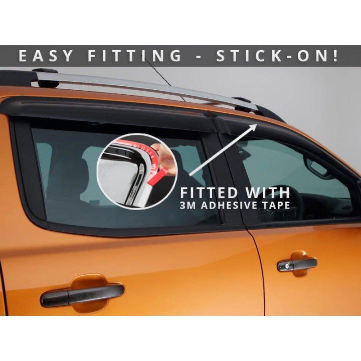 Wind Deflectors Set of 4, Trux, Color Dark Smoke, Ford Ranger Double Cab 2012 - 2019 - EDK.ro