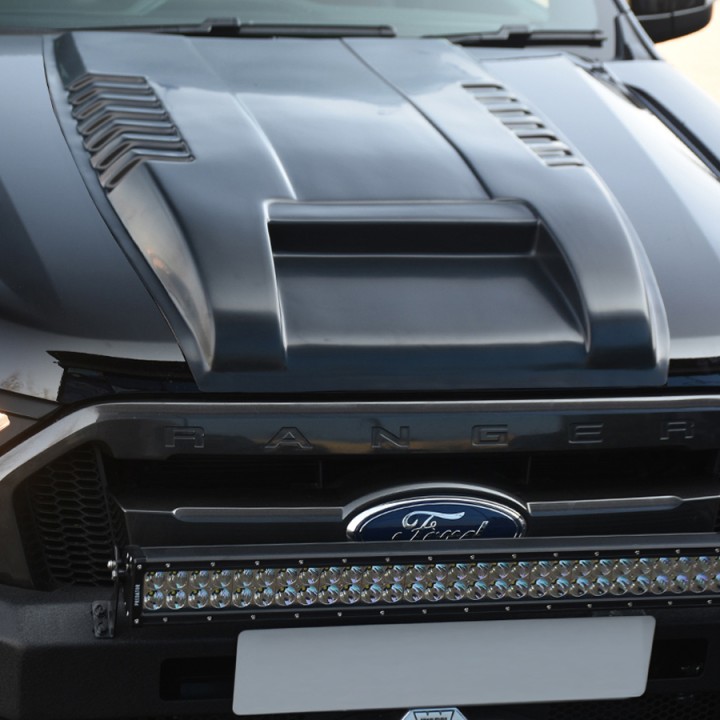 Bonnet Scoop, Trux Full Size, Color Matt Black, Ford Ranger Double Cab / Extra Cab 2012 - 2016 - EDK.ro
