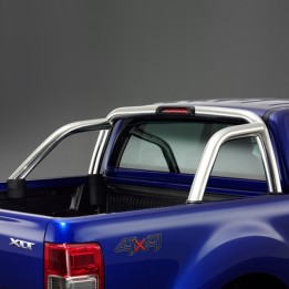 Stainless Steel Rollbar, Trux, Silver Color, Ford Ranger Limited Wildtrak XLT XL Wolftrak Thunder Stormtrak Double Cab 2012 - 20