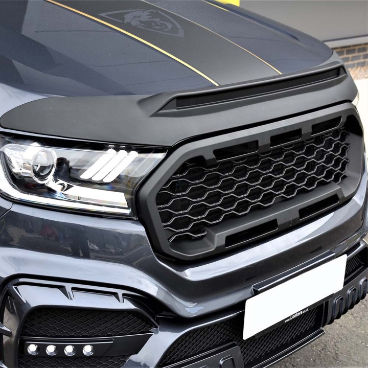 Bonnet Armour, Trux, Color Matt Black, Ford Ranger Double Cab / Extra Cab 2016 - 2022 - EDK.ro