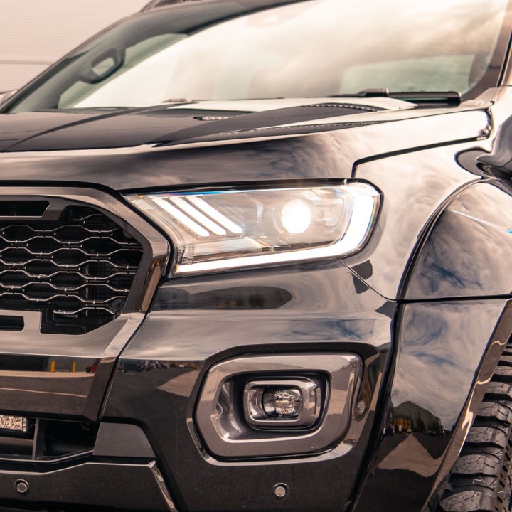 LED Headlights, Predator LHD Mustang Style HID, Ford Ranger Double Cab / Extra Cab 2016 - 2022 - EDK.ro