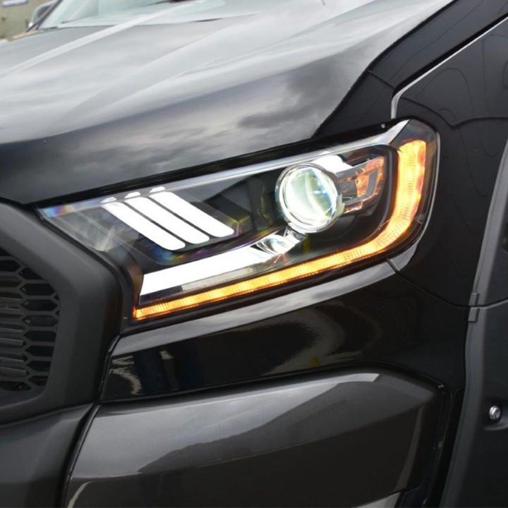LED Headlights, Predator LHD Mustang Style HID, Ford Ranger Double Cab / Extra Cab 2016 - 2022 - EDK.ro