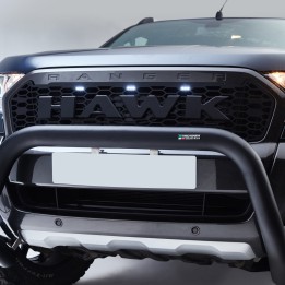 Grilă Față, Trux Raptor Stil cu Hawk Logo și LEDs, Culoare Alb, Ford Ranger Cabină Dublă 2016 - 2019 - EDK.ro