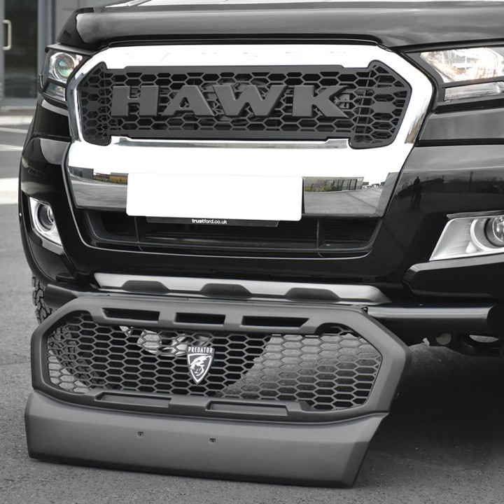 Grilă Față, Predator Raptor Stil Plasă, Culoare Negru Mat, Ford Ranger Cabină Dublă / Cabină Extra 2016 - 2019 - EDK.ro