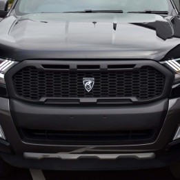 Grilă Față, Predator Raptor Stil Plasă, Culoare Gri, Ford Ranger Cabină Dublă / Cabină Extra 2016 - 2019 - EDK.ro