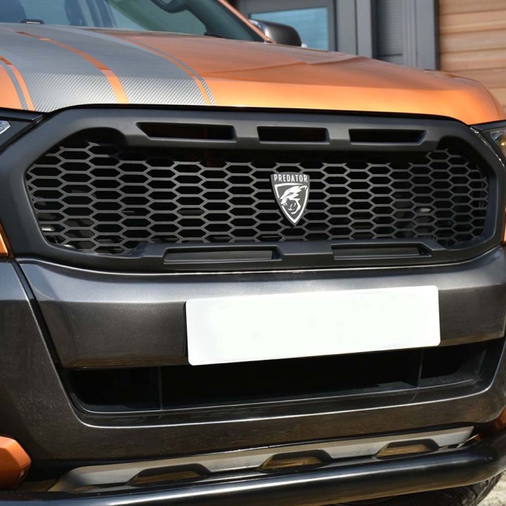 Grilă Față, Predator Raptor Stil Plasă, Culoare Gri, Ford Ranger Cabină Dublă / Cabină Extra 2016 - 2019 - EDK.ro