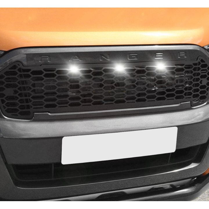 Grilă Față, Trux Cobra Insert cu LEDs, Culoare Negru Mat, Ford Ranger Cabină Dublă 2016 - 2019 - EDK.ro