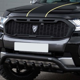 Front Grille, Predator Raptor Style Mesh, Color Matt Black, Ford Ranger Wildtrak Double Cab / Extra Cab 2019 - 2022 - EDK.ro