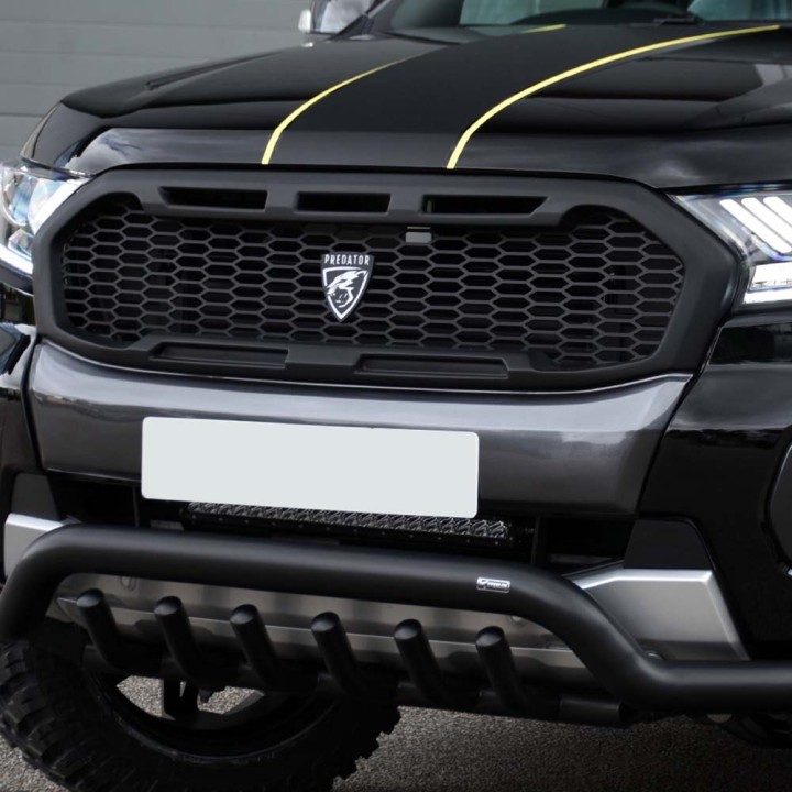 Grilă Față, Predator Raptor Stil Plasă, Culoare Negru Mat, Ford Ranger Wildtrak Cabină Dublă / Cabină Extra 2019 - 2022 - EDK.ro