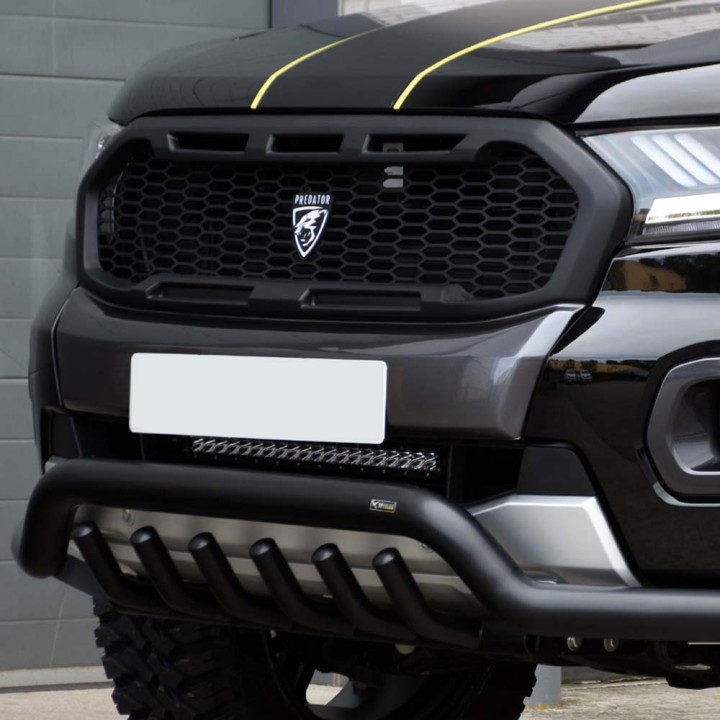 Front Grille, Predator Raptor Style Mesh, Color Matt Black, Ford Ranger Wildtrak Double Cab / Extra Cab 2019 - 2022 - EDK.ro