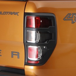 Rear Light Covers, Trux, Color Matt Black, Ford Ranger Limited / Stormtrak / Thunder / Wildtrak / Wolftrak / XL / XLT Double Cab / Extra Cab 2019 - 2022 - EDK.ro