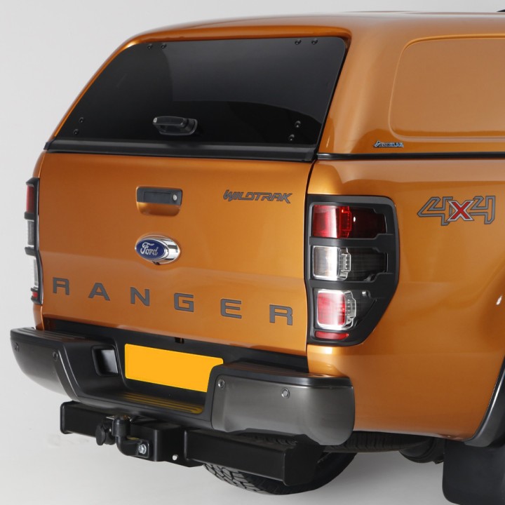 Rear Light Covers, Trux, Color Matt Black, Ford Ranger Limited / Stormtrak / Thunder / Wildtrak / Wolftrak / XL / XLT Double Cab / Extra Cab 2019 - 2022 - EDK.ro