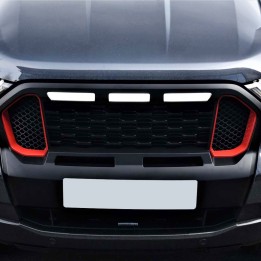 Front Grille, Predator Red Accents, Color Matt Black, Ford Ranger Double Cab 2019 - 2022 - EDK.ro