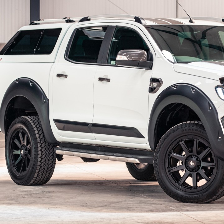 Door Armour, Trux Side Body in, Color Matt Black, Ford Ranger Limited / Stormtrak / Thunder / Wildtrak / Wolftrak / XL / XLT Double Cab 2019 - 2022 - EDK.ro
