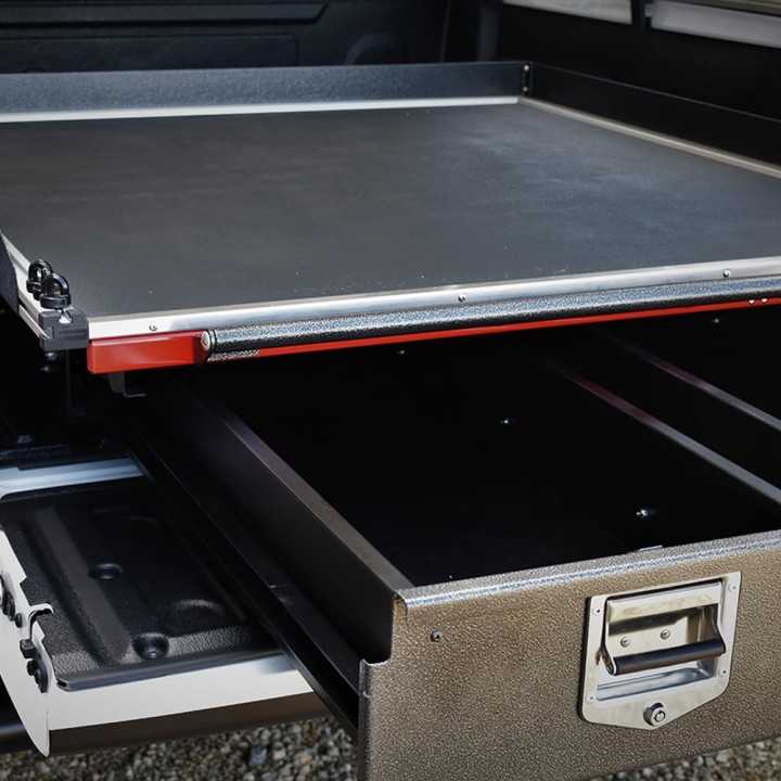 Tavă Glisantă, ProTop Twin Drawer System, Ford Ranger Limited / Stormtrak / Thunder / Wildtrak / Wolftrak / XL / XLT Cabină Dublă 2019 - 2022 - EDK.ro
