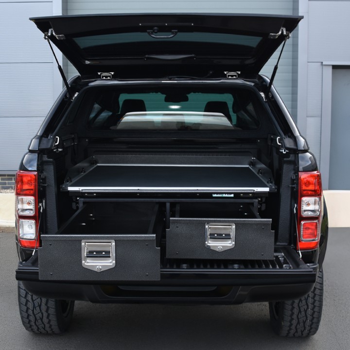 Sliding Tray, ProTop Twin Drawer System, Ford Ranger Limited / Stormtrak / Thunder / Wildtrak / Wolftrak / XL / XLT Double Cab 2019 - 2022 - EDK.ro