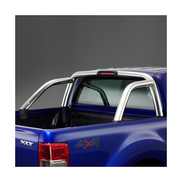 Stainless Steel Rollbar, Trux, Silver Color, Ford Ranger Limited Wildtrak XLT XL Wolftrak Thunder Stormtrak Double Cab 2019 - 20
