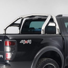 Stainless Steel Rollbar, Trux Single Hoop, Silver Color, Ford Ranger Limited Wildtrak XLT XL Wolftrak Thunder Stormtrak Double C
