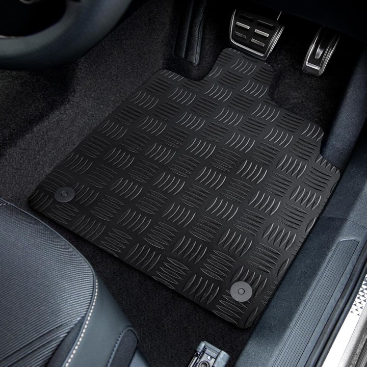 Floor Mats, Trux Tailored Front Rubber (Heavy-Duty Checker Plate – 4 Piece), Ford Ranger Double Cab 2023 - Present - EDK.ro