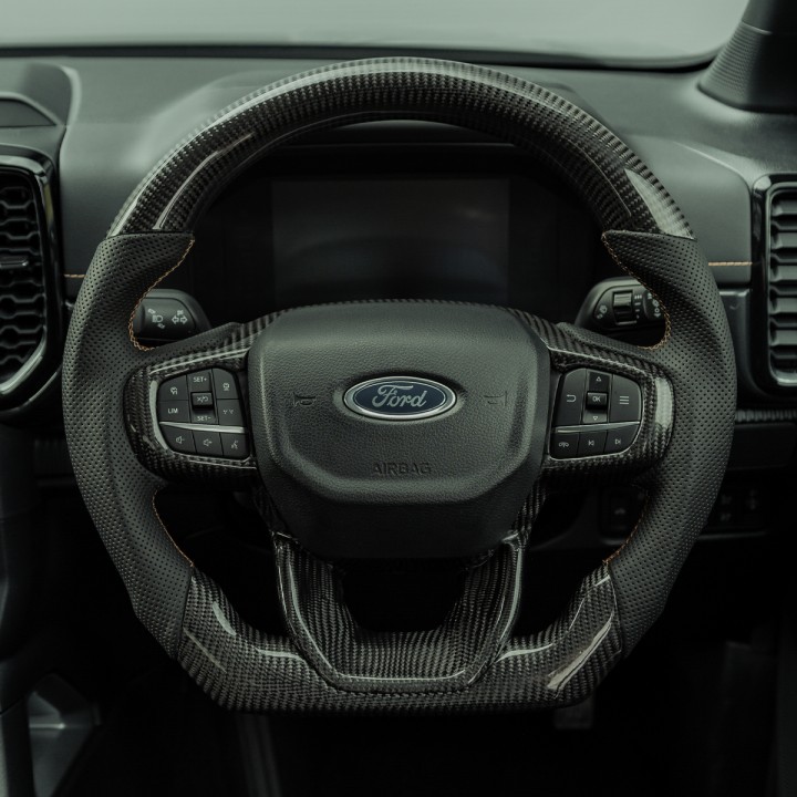 Steering Wheel, Predator Wildtrak Heated in Fibre, Color Carbon, Ford Ranger Double Cab 2023 - Present - EDK.ro