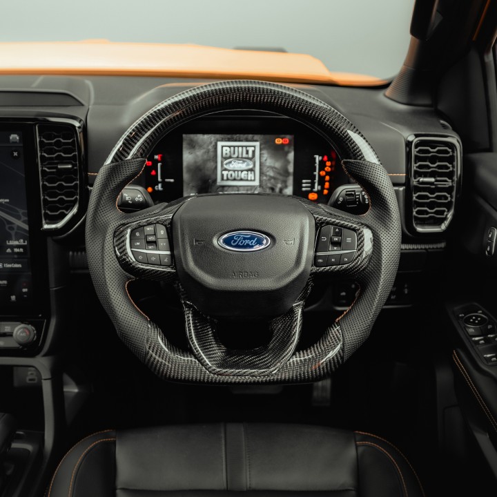 Steering Wheel, Predator Wildtrak Heated in Fibre, Color Carbon, Ford Ranger Double Cab 2023 - Present - EDK.ro