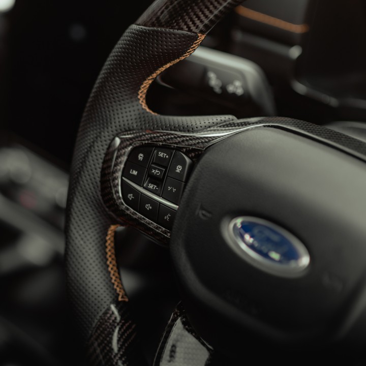 Steering Wheel, Predator Wildtrak Heated in Fibre, Color Carbon, Ford Ranger Double Cab 2023 - Present - EDK.ro