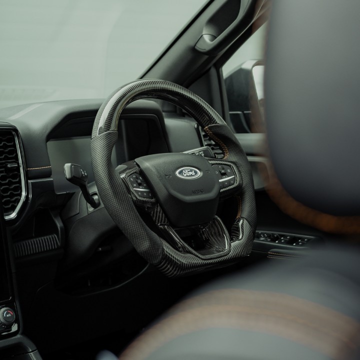 Steering Wheel, Predator Wildtrak Heated in Fibre, Color Carbon, Ford Ranger Double Cab 2023 - Present - EDK.ro
