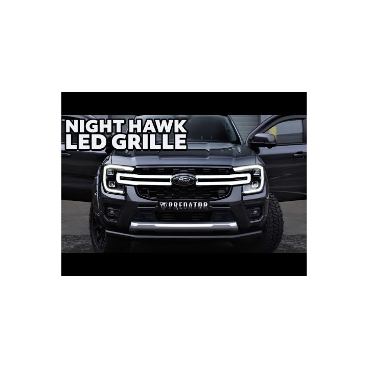 Grilă Față, Predator Night Hawk LED Integration cu LED Surround, Culoare Negru Mat sau Lucios, Ford Ranger Cabină Dublă 2023 - P