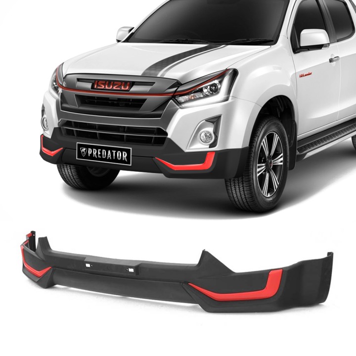 Front Bumper Valance, Predator And Red, Color Black, Isuzu D-Max Double Cab 2017 - 2020 - EDK.ro