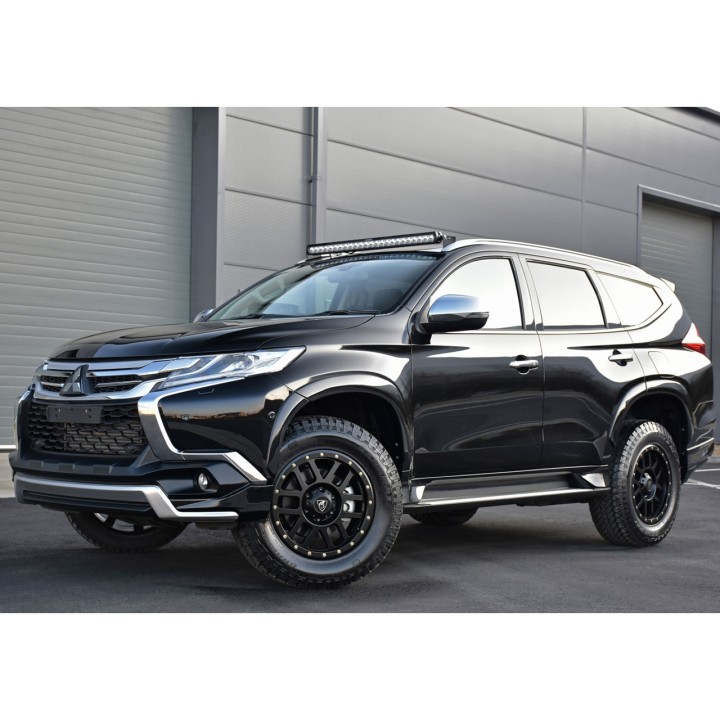 Front Bumper Valance, Predator Sport One Piece Two Tone /Silver, Color Matt Black, Mitsubishi Pajero 2018 - Present - EDK.ro