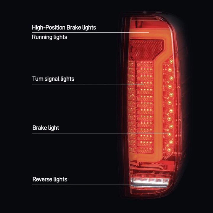 LED Tail Lights, Predator Smoked, Nissan Navara Double Cab / Extra Cab 2005 - 2015 - EDK.ro