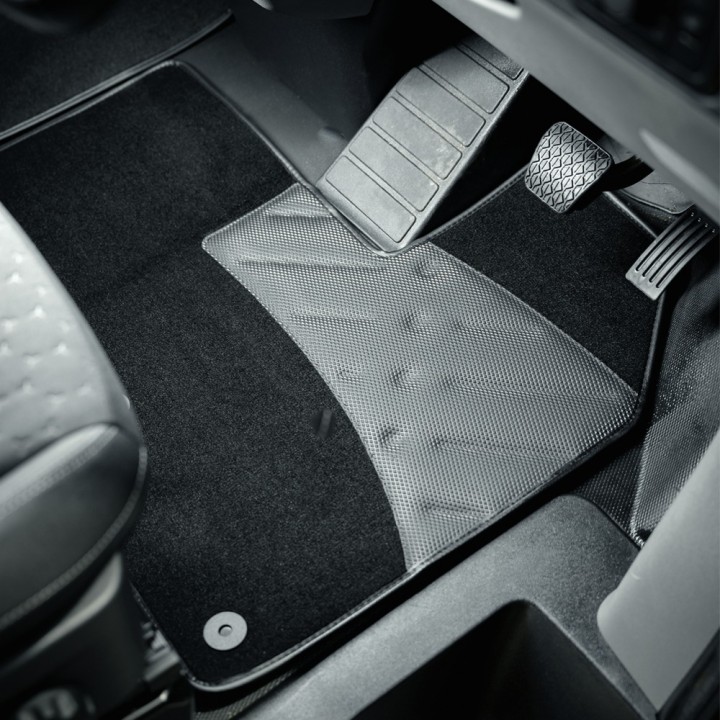Covorașe, Trux Velur Mochetă Față (Welded Diamond Heel Pad – 4 Bucăți, ), Culoare Negru, Nissan Navara Cabină Dublă 2010 - 2015 