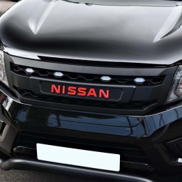Front Grille, Predator LEDs and Red Logo, Color Matt Black, Nissan Navara Double Cab / Extra Cab 2016 - 2021 - EDK.ro