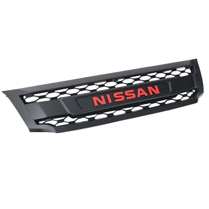 Grilă Față, Predator LEDs și Roșu Logo, Culoare Negru Mat, Nissan Navara Cabină Dublă / Cabină Extra 2016 - 2021 - EDK.ro