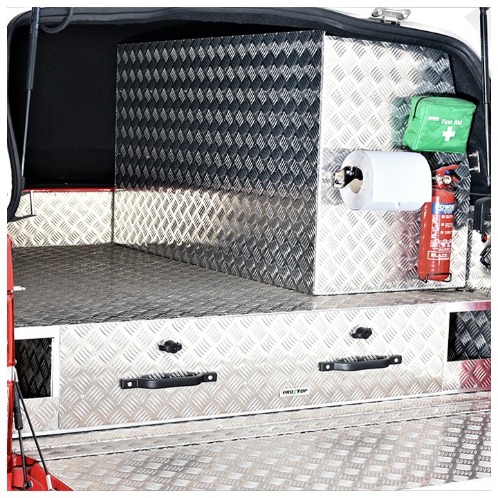 Drawer System, Trux Chequer Plate with Twin Drawers, Toyota Hilux Double Cab 2005 - 2016 - EDK.ro