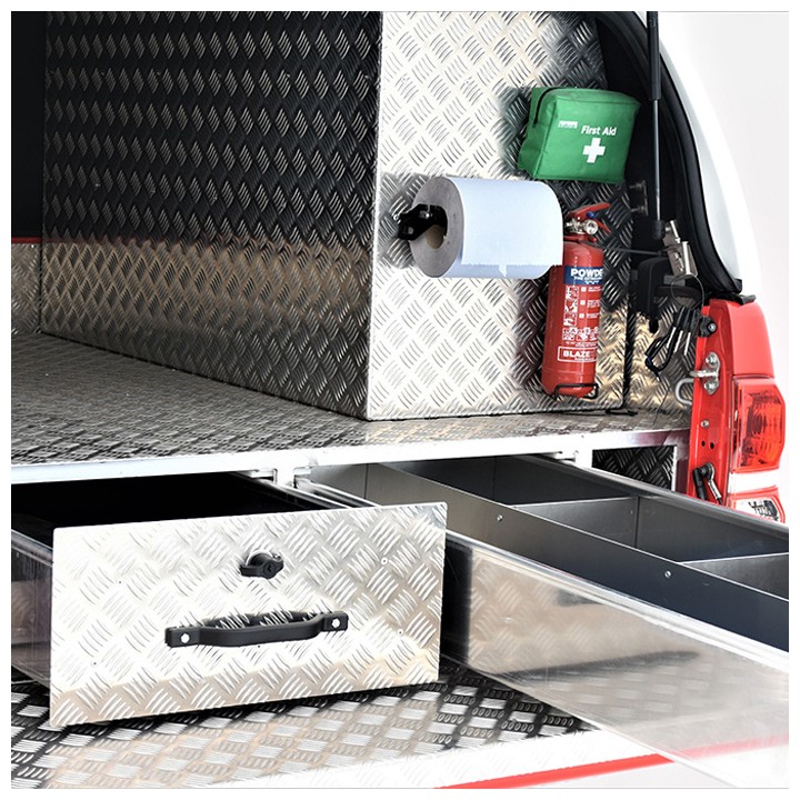 Drawer System, Trux Chequer Plate with Twin Drawers, Toyota Hilux Double Cab 2005 - 2016 - EDK.ro