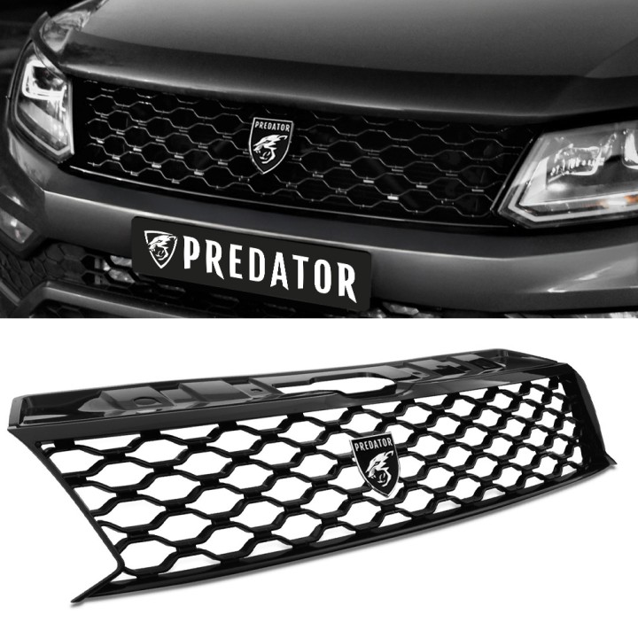 Front Grille, Predator XV-R Mesh, Color Gloss Black, Volkswagen Amarok Double Cab 2017 - 2020 - EDK.ro