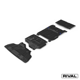 Skid Plate Set for Radiator, Engine, Gearbox and Transfer Case, Rival 2L Diesel Everest, Color Silver, Ford Ranger, Volkswagen A