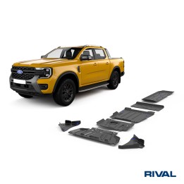 Skid Plate Set for Radiator, Engine, Gearbox, Transfer Case, Fuel Tank and Front Arms, Rival, Ford Ranger, Volkswagen Amarok 202
