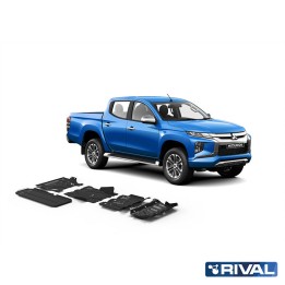 Skid Plate Set for Radiator, Engine, Gearbox, Transfer Case and Fuel Tank, Rival Paj, Mitsubishi L200 / Pajero Sport 2006 - 2023