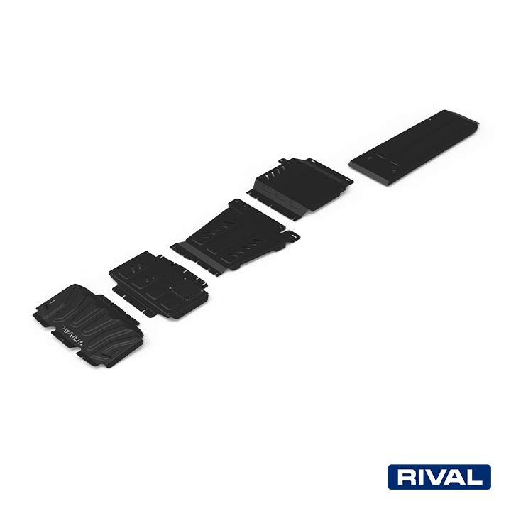 Skid Plate Set for Radiator, Engine, Gearbox, Transfer Case and Fuel Tank, Rival Diese, Nissan Navara 2004 - 2019 - EDK.ro