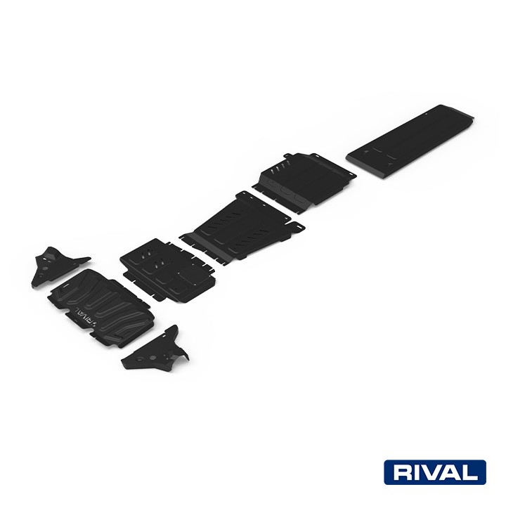 Skid Plate Set for Radiator, Engine, Gearbox, Transfer Case, Fuel Tank and Front Arms, Rival Die, Nissan Navara 2014 - 2019 - ED