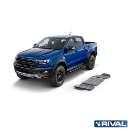 Skid Plate Set for Engine, Gearbox and Transfer Case, Rival 2L Diesel, Color Silver, Ford Ranger Raptor 2019 - 2022 - EDK.ro