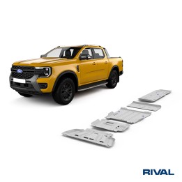 Skid Plate Set for Radiator, Engine, Gearbox, Transfer Case and Fuel Tank, Rival 2L Diesel, Color Silver, Ford Ranger, Volkswage
