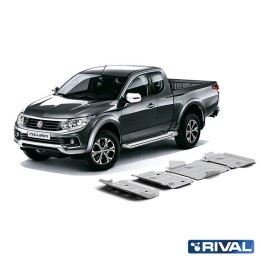 Skid Plate Set for Radiator, Engine, Gearbox and Transfer Case, Rival Spo, Color Silver, Fiat Fullback, Mitsubishi L200 / Pajero