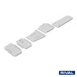 Skid Plate Set for Radiator, Engine, Gearbox, Transfer Case and Fuel Tank, Rival Diese, Color Silver, Nissan Navara 2004 - 2019 