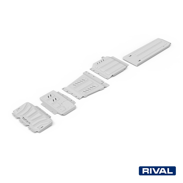 Set Scuturi Radiator, Motor, Cutie de Viteze, Cutie de Transfer și Rezervor, Rival Diese, Culoare Argintiu, Nissan Navara 2004 -