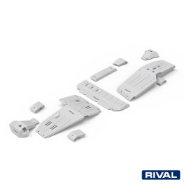Set Scuturi Tije de Direcție, Motor, Cutie de Transfer, Rezervor, Brațe Față, Brațe Spate și Brațe Suspensie, Rival, Culoare Arg